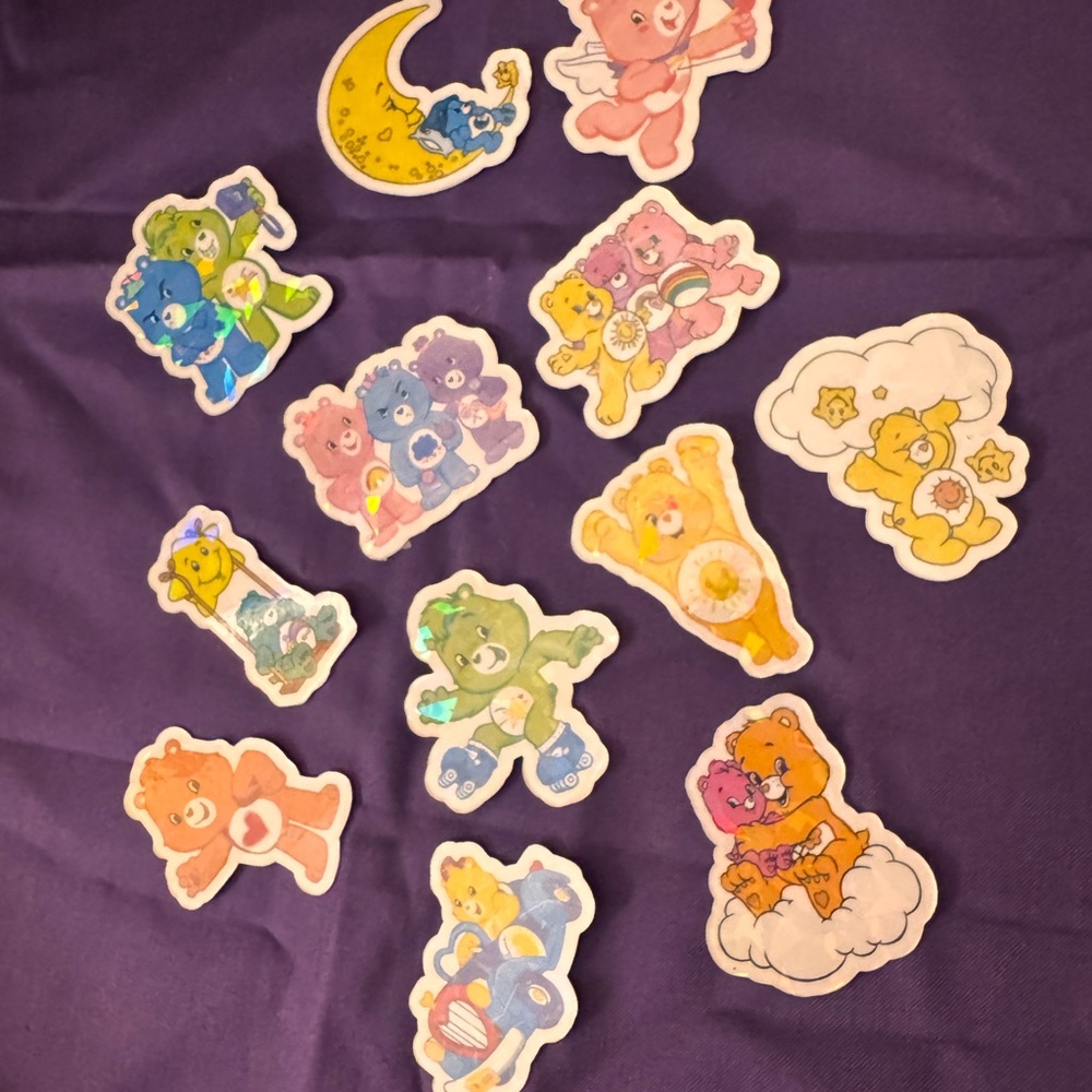 Set of 12 Holographic Care Bear Stickers